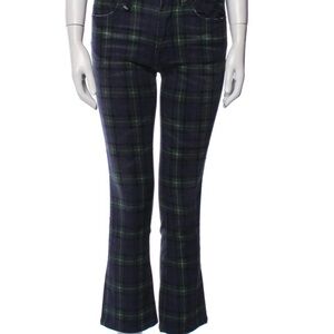 R13 Tartan Flare Pants in Blue and Green